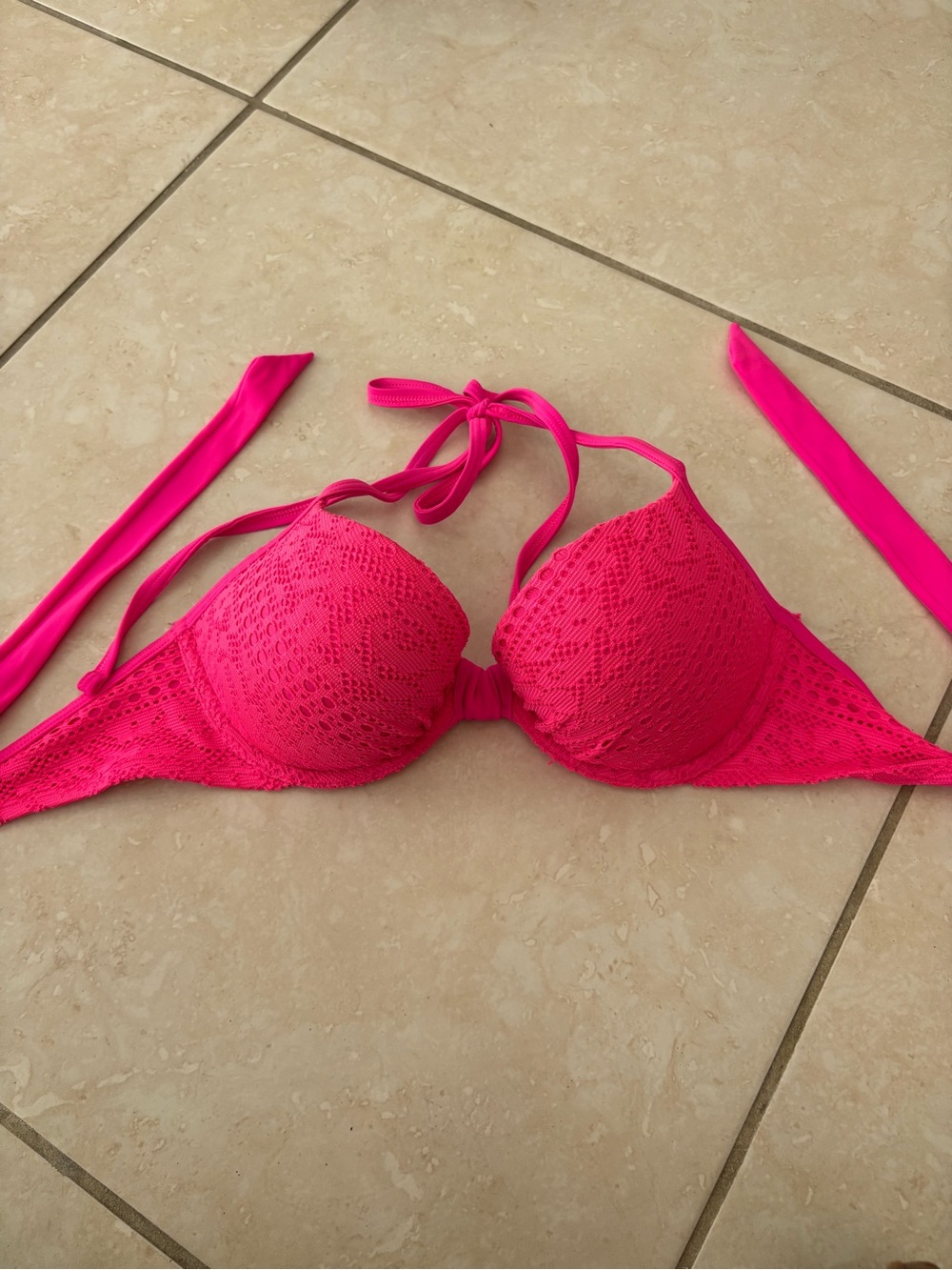 Aerie push up pink bikini top Size 34C